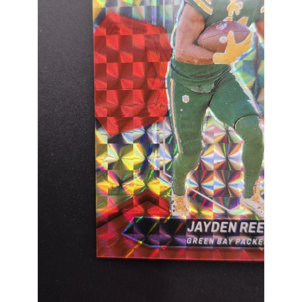 2024 Panini Mosaic Jayden Reed #81 Mosaic Choice Fusion Red and Yellow /80